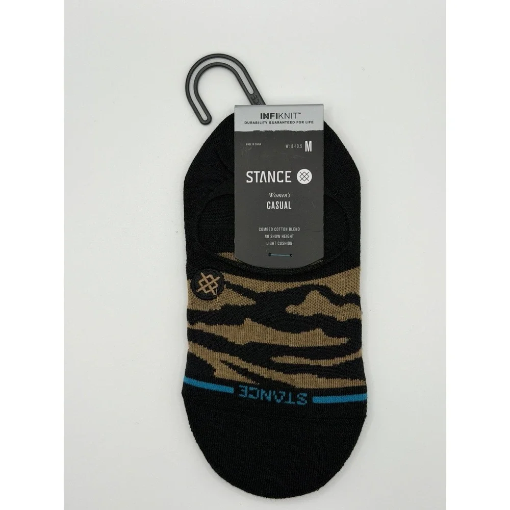 Stance Animalistic No Show Socks Brown Black Tiger Print Womens Medium NWT